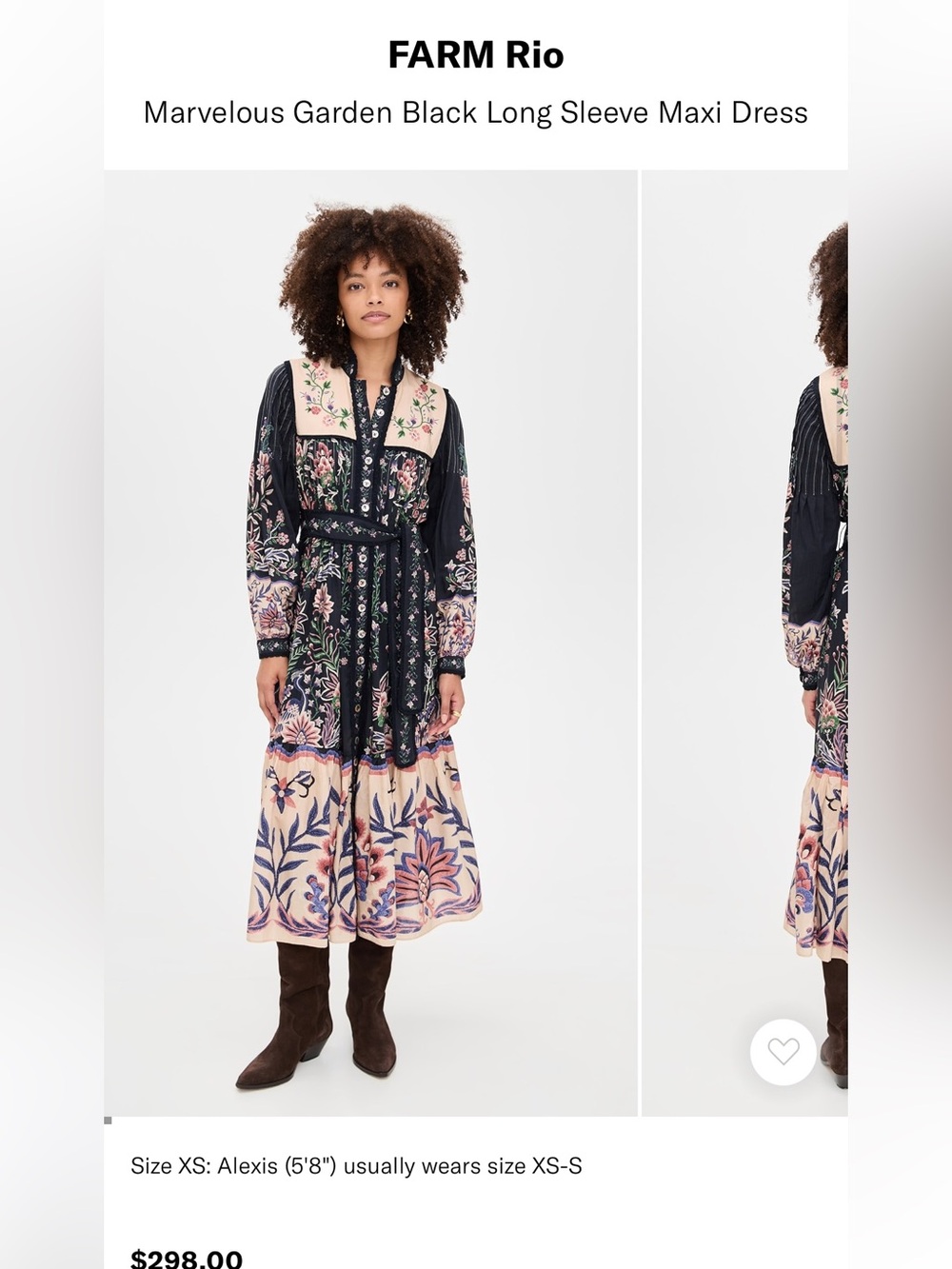 FARM Rio Marvelous Garden Black Long Sleeve Maxi Dress